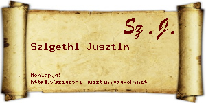 Szigethi Jusztin névjegykártya