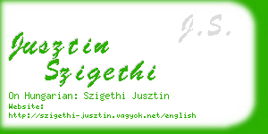 jusztin szigethi business card